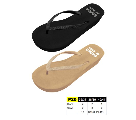 P20 - Tongs Compensées - du 36 au 41 - 2 couleurs - 12 paires